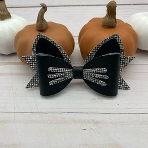 Black and Silver cat bow with alligator clip